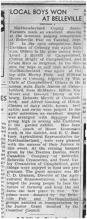 1944-09-28 Animal Showing -Northumberland Junior Farmers win at Belleville
