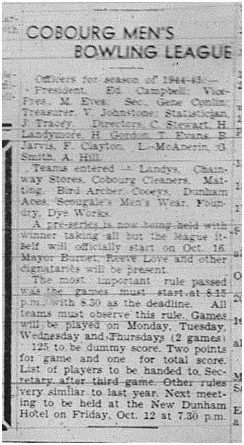 1944-10-05 Bowling -Mens League organized