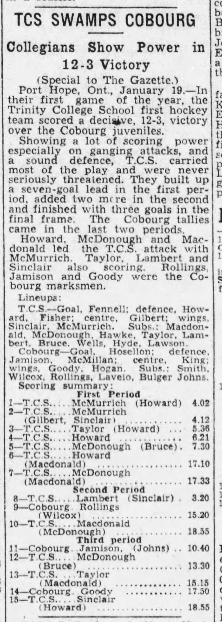 1946-01-21 Hockey -Juveniles vs Trinity -Montreal Gazette