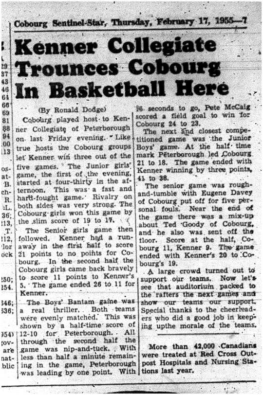 1955-02-17 School -CDCI Basketball vs Kenner