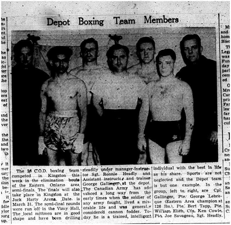 1955-03-17 Boxing -Cobourg Depot Boxing Team