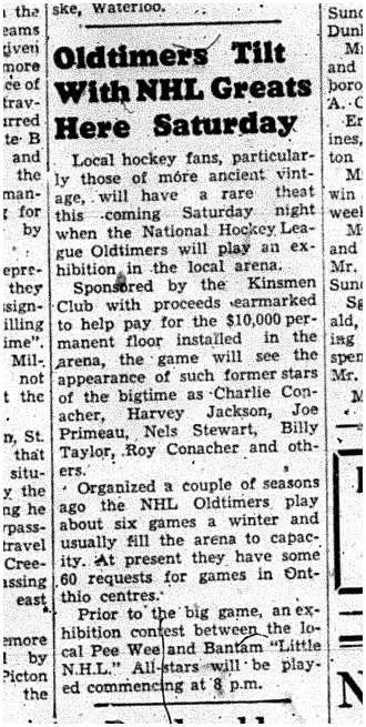 1955-03-24 Hockey -NHL Oldtimers help raise funds for arena floor