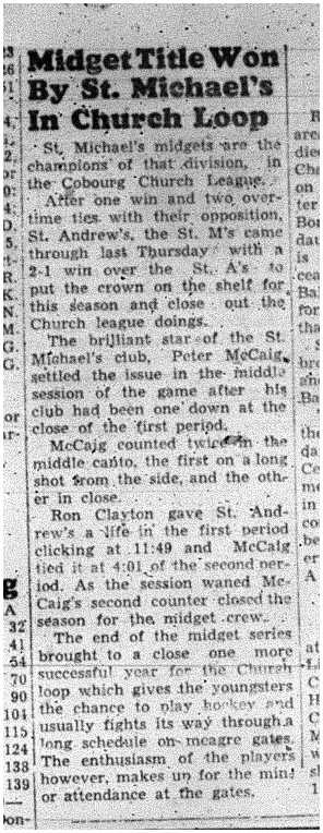 1955-03-31 Hockey -CCHL St Michaels Midgets win title