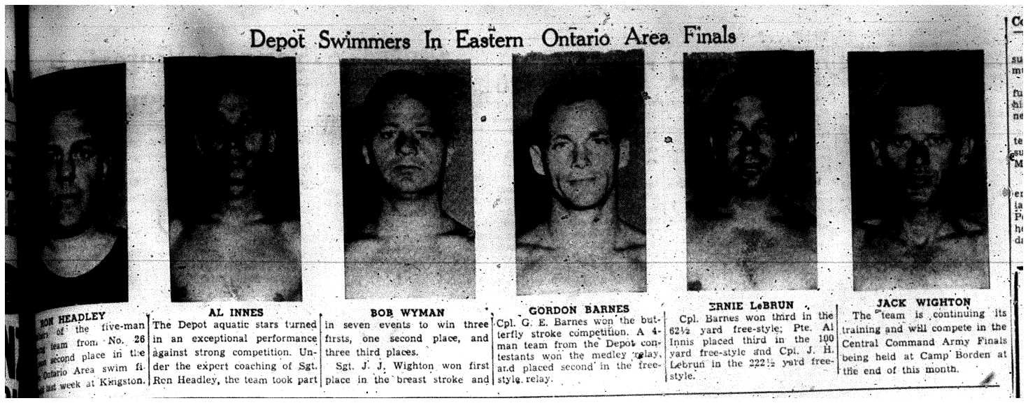 1956-09-06 Swimming -Depot Men in Eastern Ontario finals