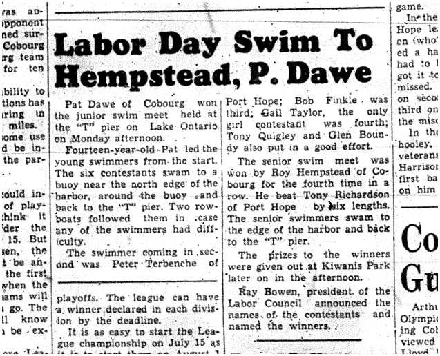 1956-09-06 Swimming -Labour Day Games