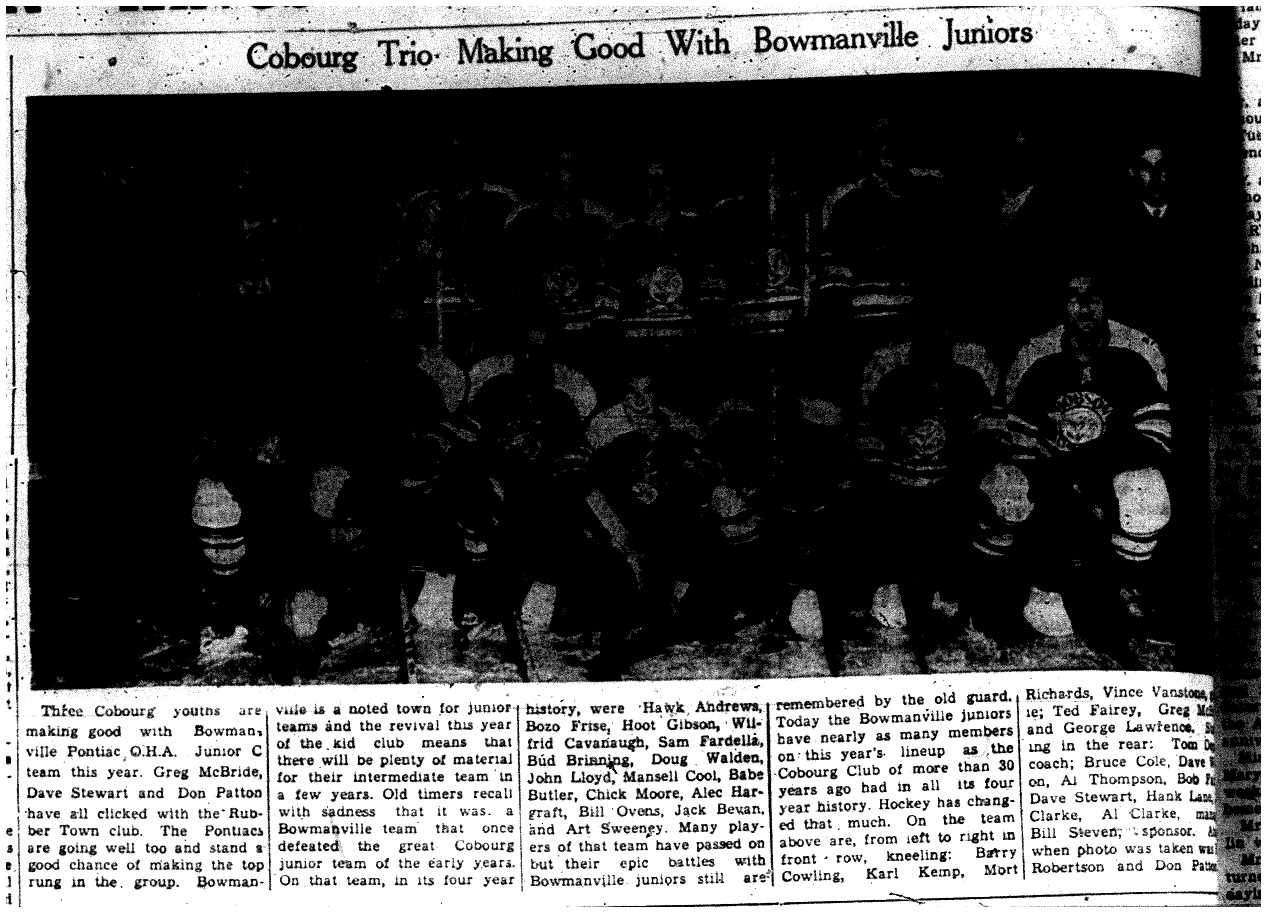 1957-01-10 Hockey -3 boys w-Bowmanville Jr Cs