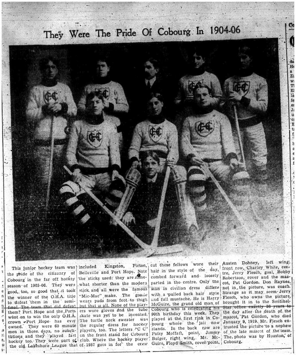 1957-01-17 Hockey -Cobourg Junior team photo 1906