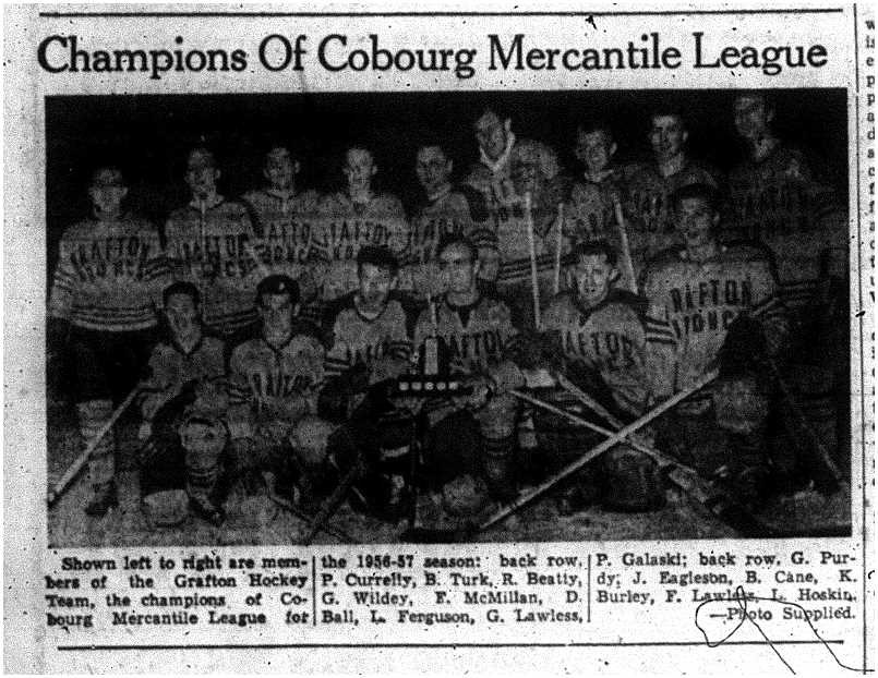 1957-04-11 Hockey -Mercantile League -Grafton championship team photo