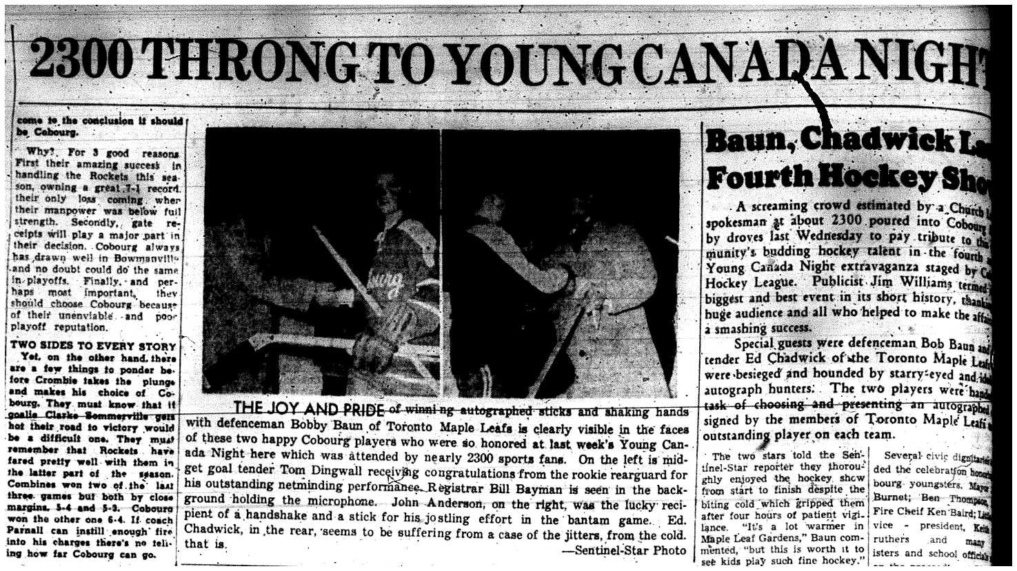 1958-02-13 Hockey -CCHL Young Canada Night