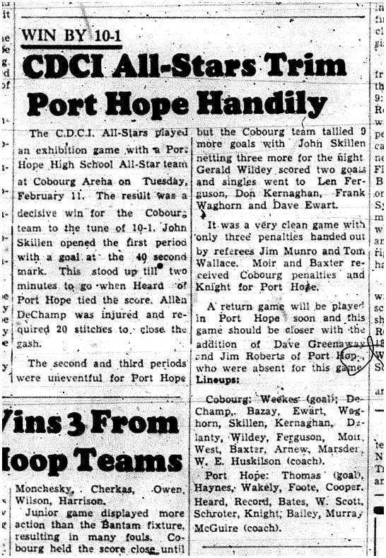 1958-02-20 School -Hockey CDCI vs Port Hope