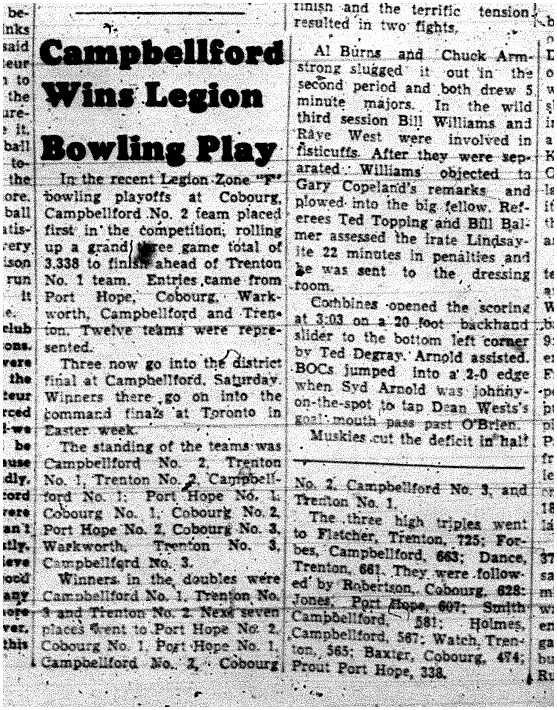 1958-03-15 Bowling -Legion Playoffs
