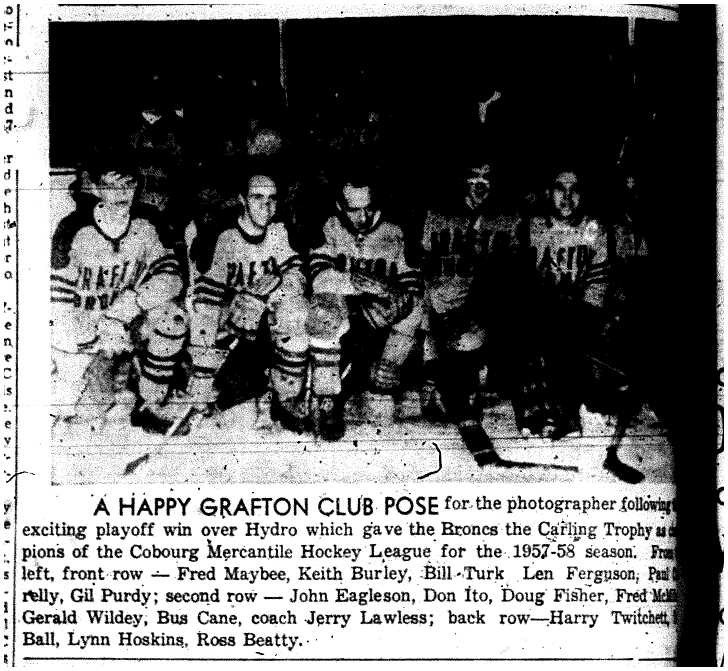 1958-03-27 Hockey -Mercantile League-Grafton Broncs win playoffs