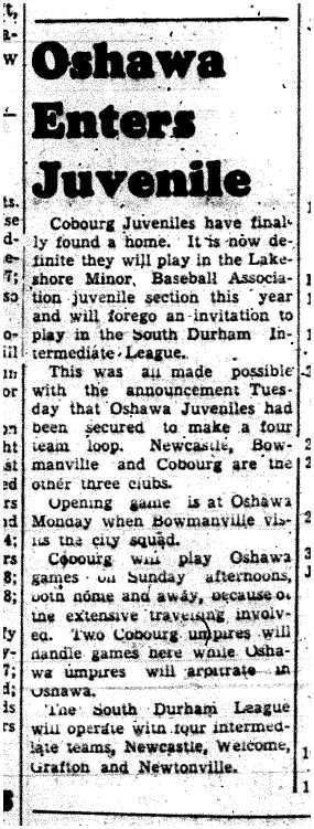 1958-05-18 Baseball -Juveniles in Lakeshore Minor League