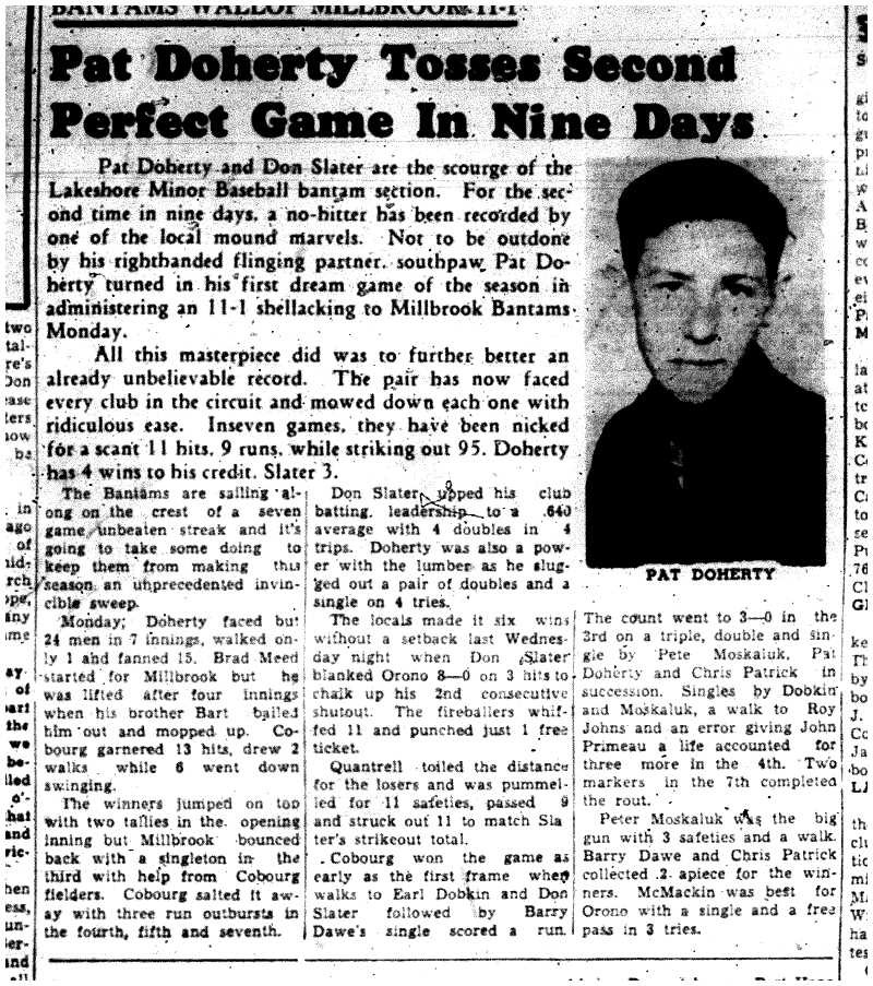 1958-06-12 Baseball -Bantams 2nd no hitter