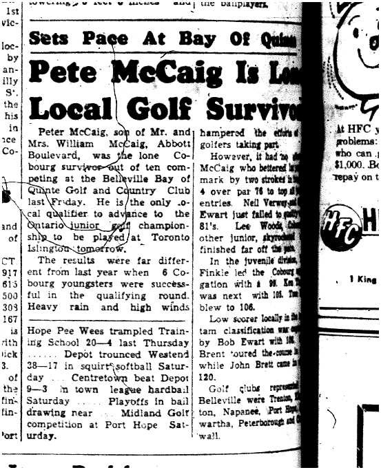 1958-07-10 Golf -McCaig advances to Ontario Junior Championship