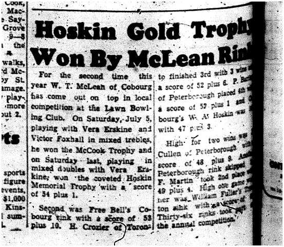 1958-07-26 Lawn Bowling -Hoskin Trophy