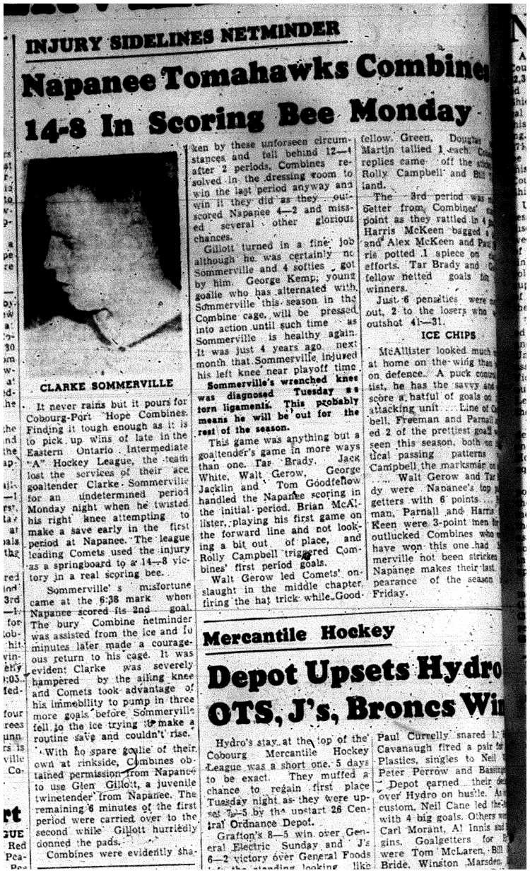 1959-01-23 Hockey -Intermediates-Cobourg-Port Hope Combines lose