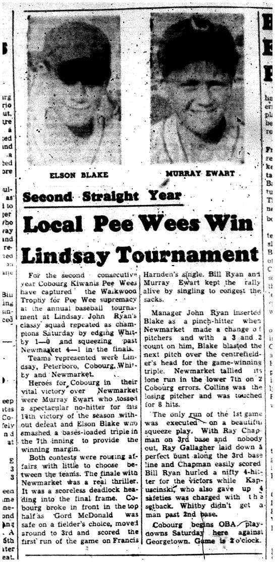 1959-08-27 Baseball -PeeWees win Lindsay Tourney