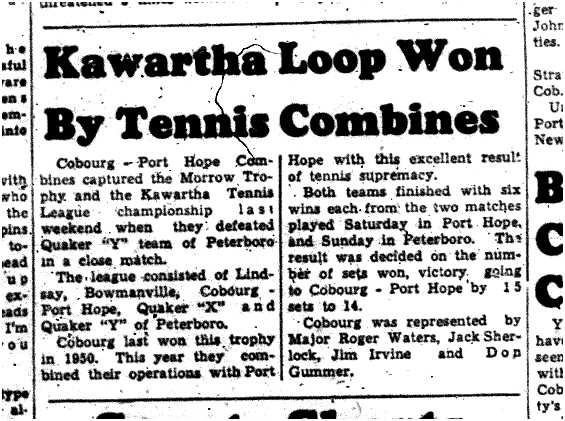 1959-09-24 Tennis -Combines capture Kawartha League Championship