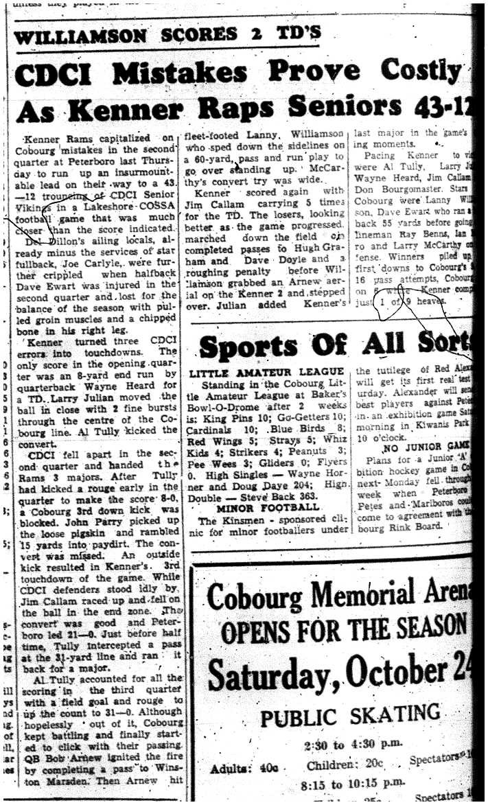1959-10-22 School -CDCI Football Seniors vs Kenner