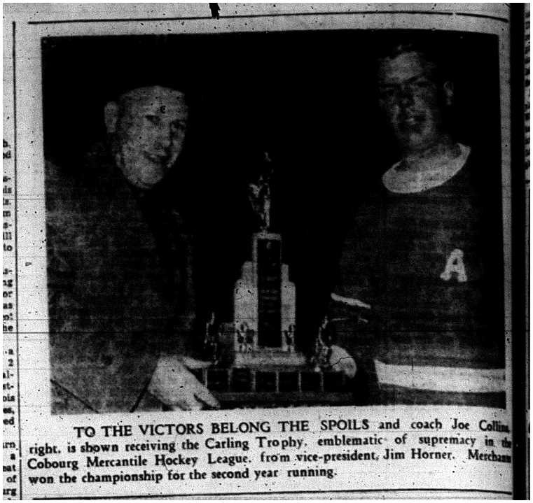 1960-03-31 Hockey -Mercantile League trophy winner