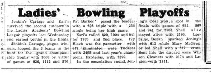 1960-04-21 Bowling -Ladies playoffs