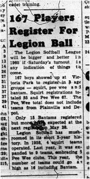 1960-05-19 Softball -Big turnout for Legion League registration