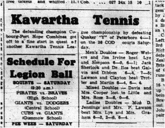 1960-06-23 Tennis -Combines vs Peterborough