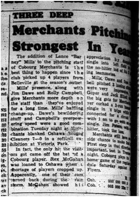 1960-07-14 Softball -Intermediate Merchants vs Oshawa