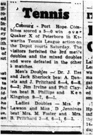 1960-07-14 Tennis -Combines vs Peterborough
