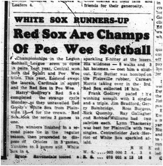 1960-09-29 Softball -Red Sox win vs Plainville-Legion PeeWee Champs