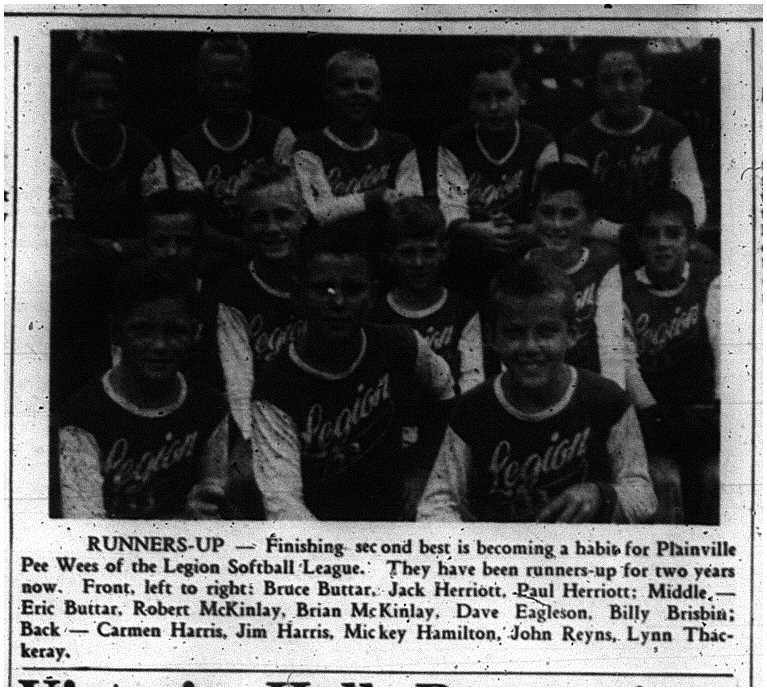1960-10-20 Softball -Legion PeeWee runners up-Plainville pic