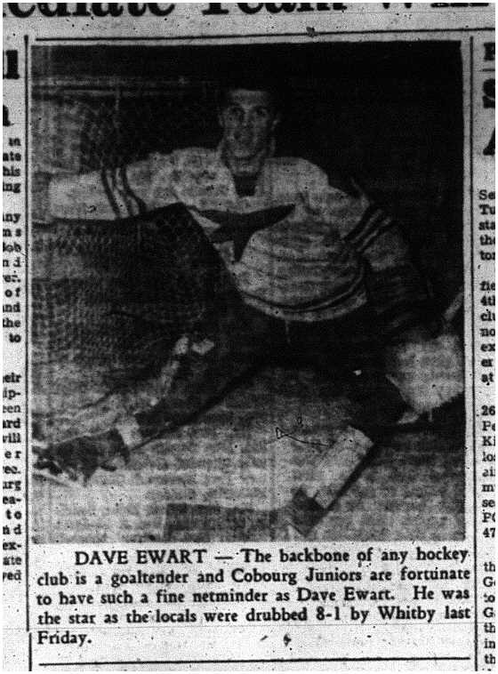 1960-10-27 Hockey -Juniors goaltender Dave Ewart