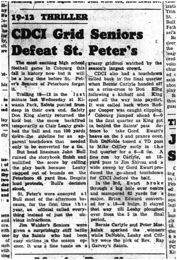 1960-10-27 School -CDCI Senior Football vs St Peters