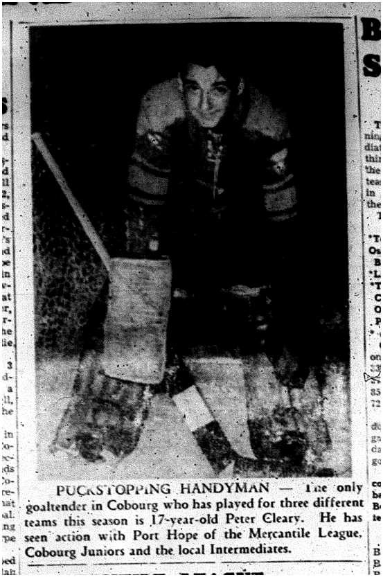 1960-12-22 Hockey -Peter Cleary goaltender has played on 3 teams