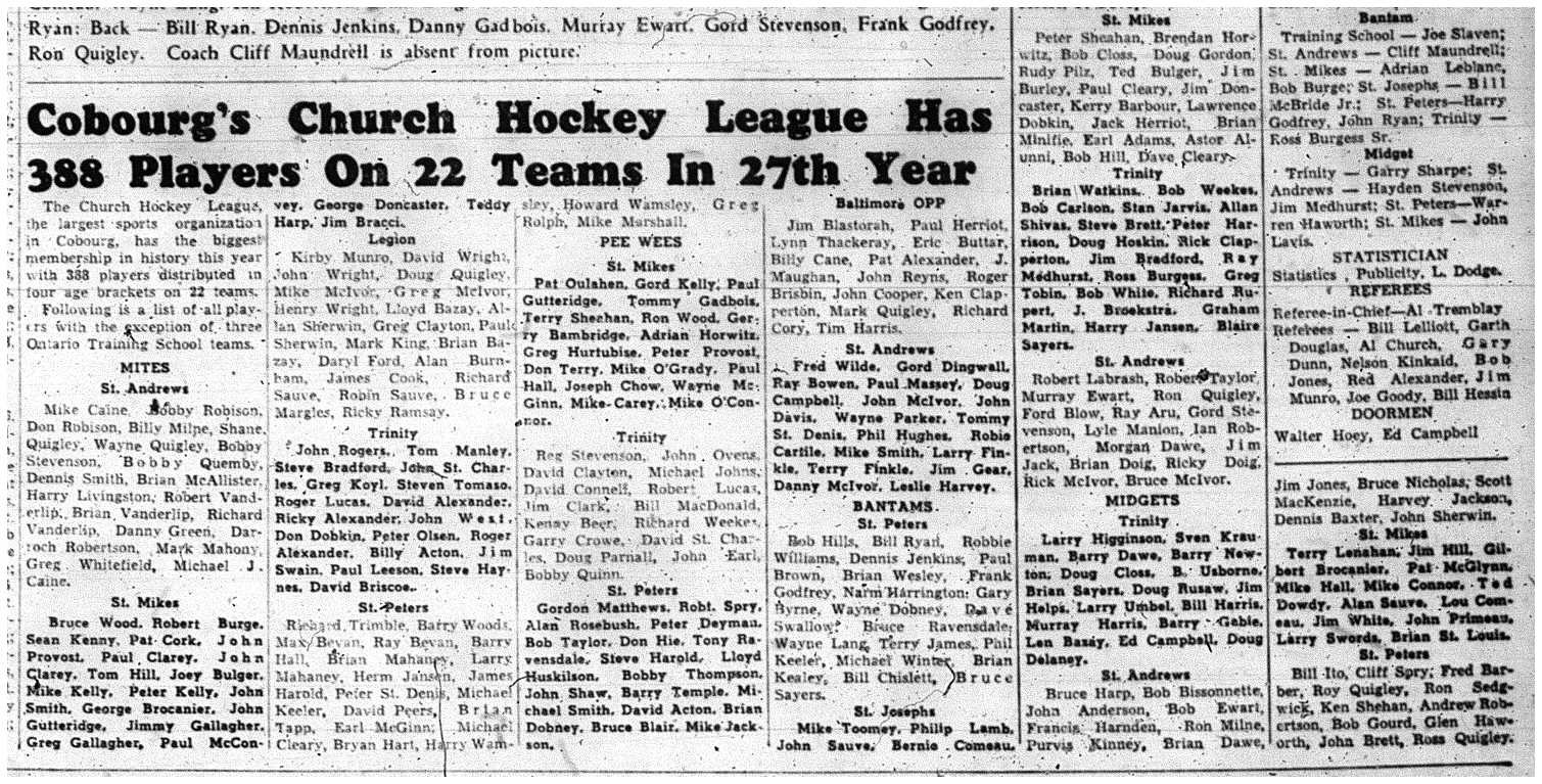 1961-02-16 Hockey -CCHL Team players