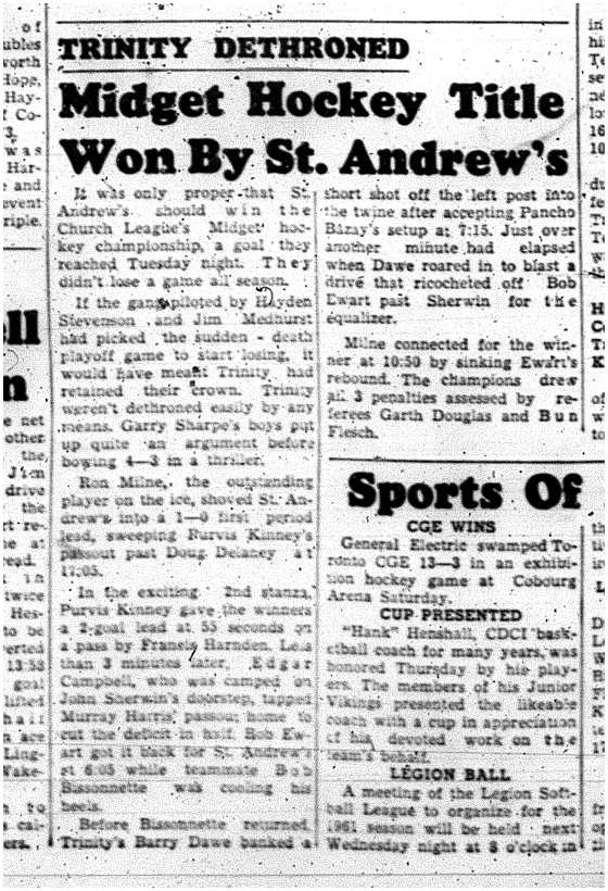 1961-03-23 Hockey -CCHL St Andrews Midgets champs