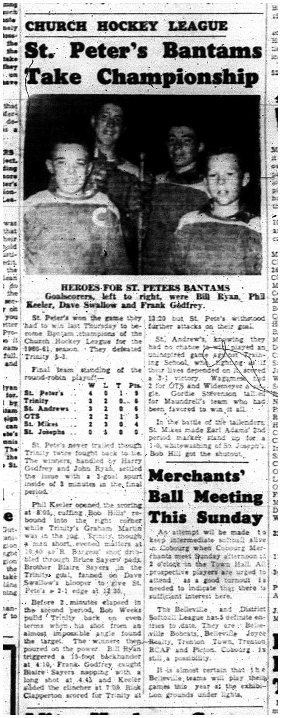 1961-03-30 Hockey -CCHL St Peters Bantams Champs