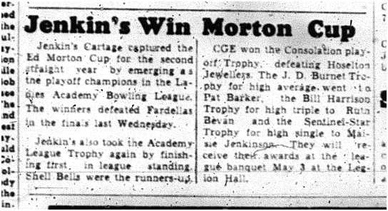 1961-04-13 Bowling -Ladies Academy League Champs