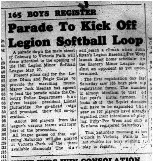 1961-05-04 Softball -Legion Minor League Parade
