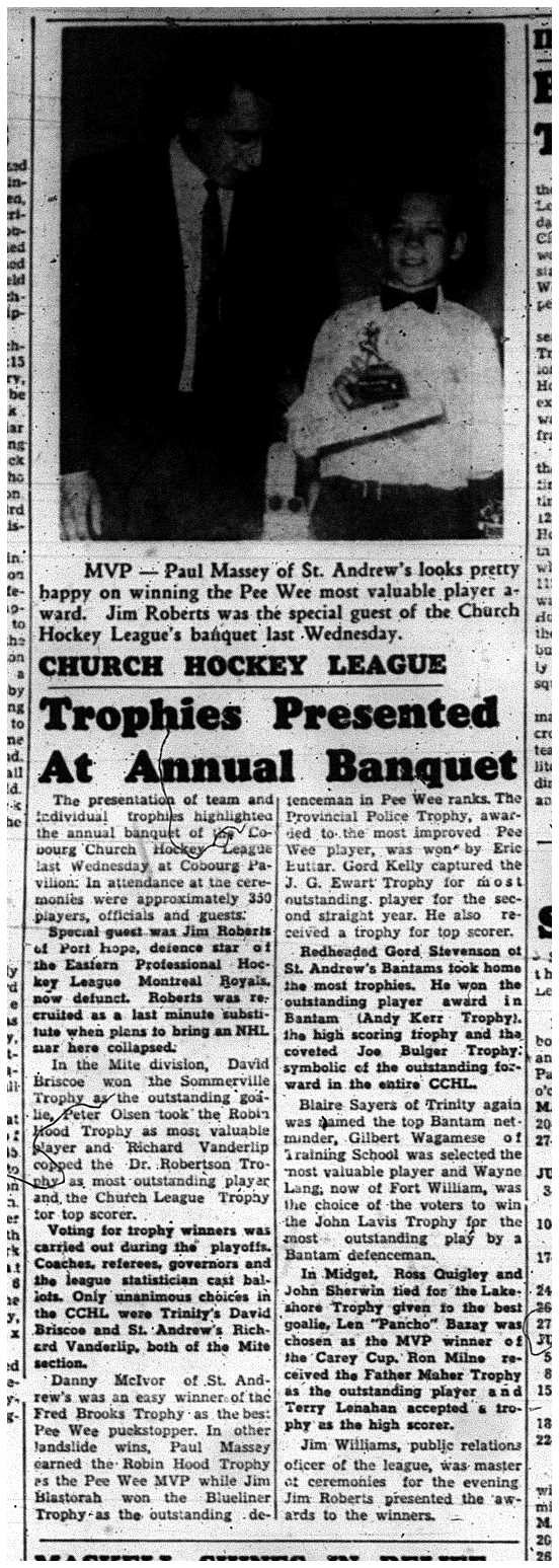 1961-05-24 Hockey -CCHL Awards Banquet