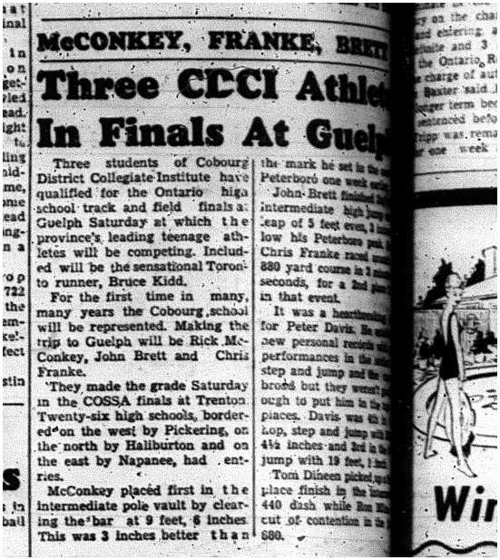 1961-05-24 School -CDCI Track & Field Athletes to Ontario finals