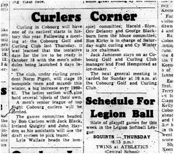 1961-09-12 Curling -Early season opening