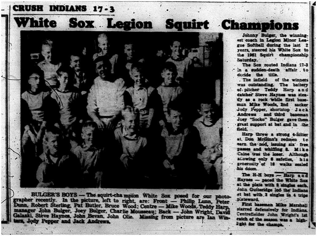 1961-10-11 Softball -Legion White Sox Squirts Champs
