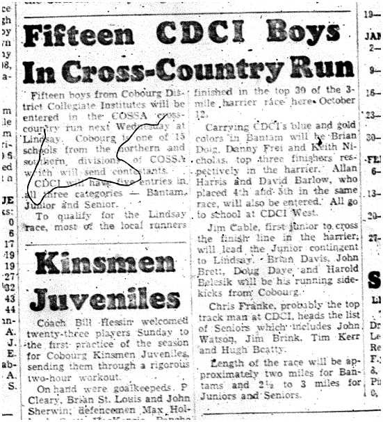 1961-11-01 School -15 CDCI boys to COSSA x-country race
