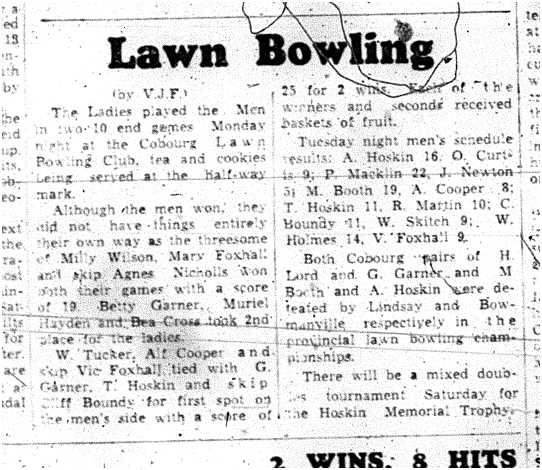 1962-07-04 Lawn Bowling -Ladies vs Men