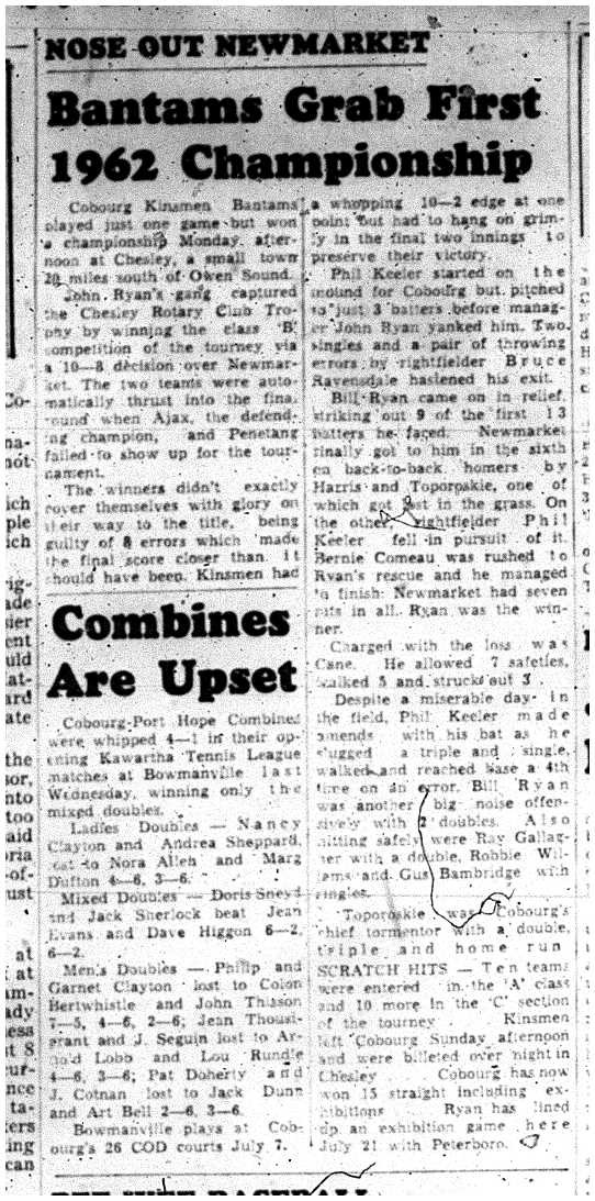 1962-07-04 Tennis -Combines vs Bowmanville