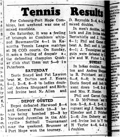 1962-07-11 Tennis -Cobourg-PH Combines vs Bowmanville