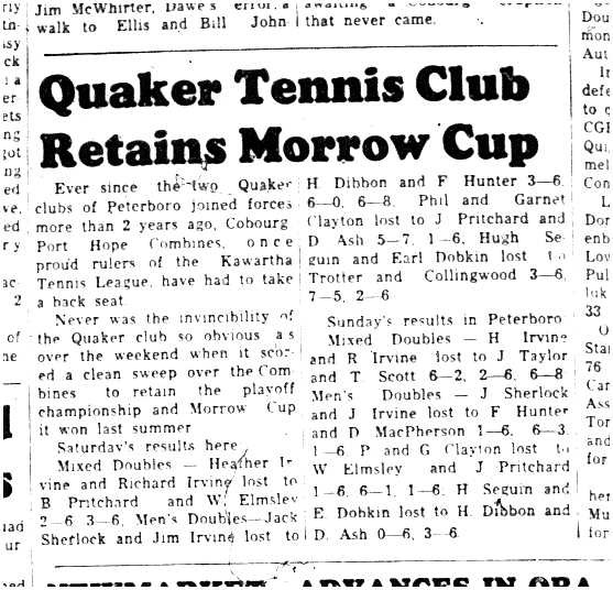 1962-08-29 Tennis -Combines vs Peterborough for Morrow Cup