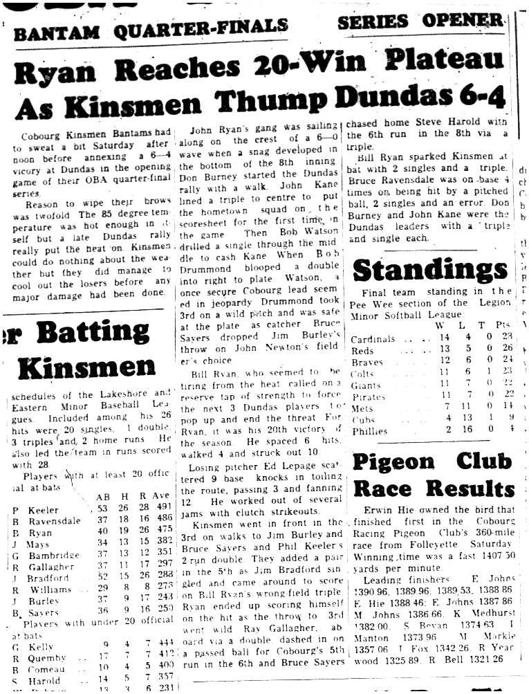 1962-09-05 Pigeon Racing -Race Results